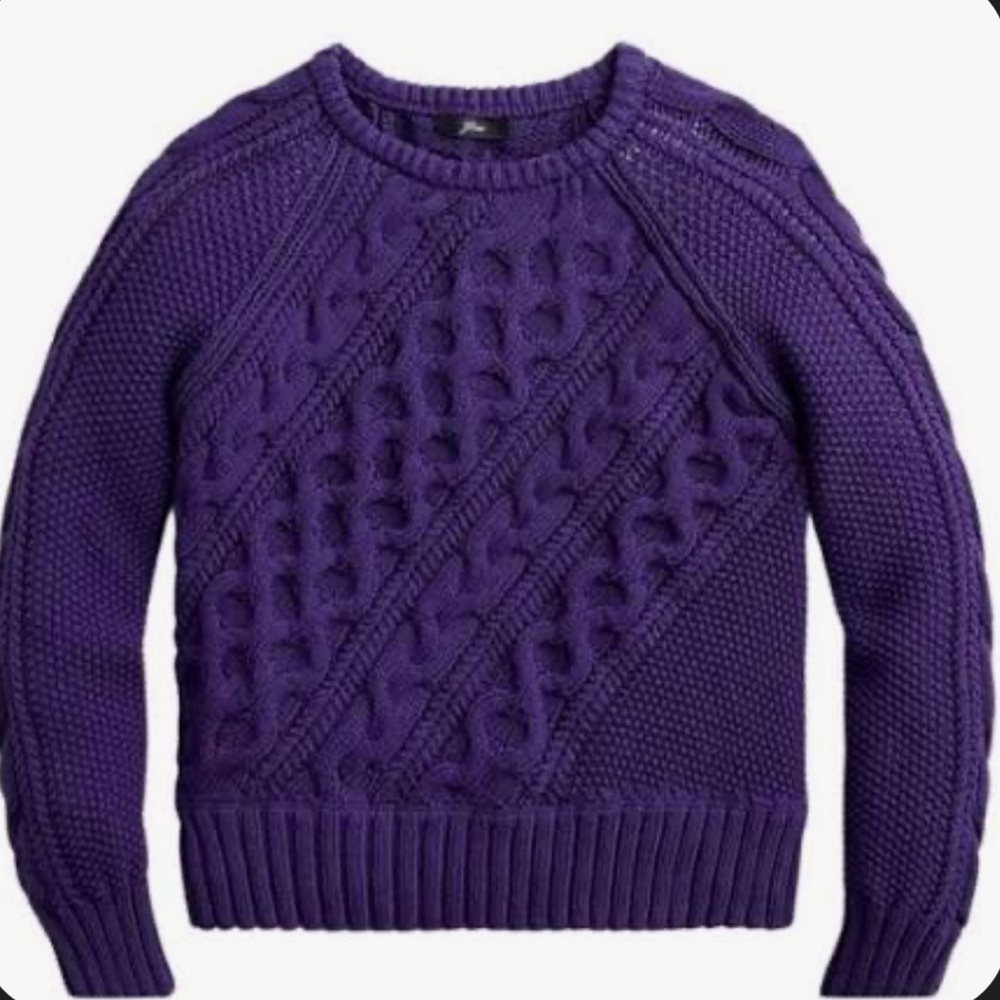 J. Crew Diagonal Cable-knit Crewneck Sweater Navy Size S